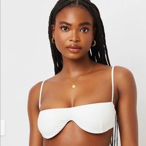 Frankies Bikinis White Ribbed Set NWT